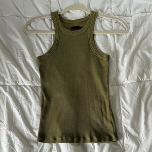 Olive Ribbed Tank Top